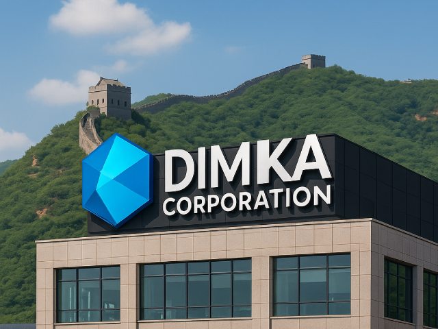 Edificio corporativo en un skyline asiático